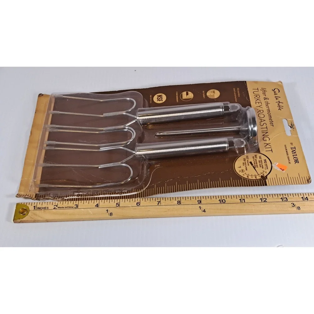 Sur La Table Taylor Turkey Roasting Kit Stainless Steel‎ Lifters Thermometer NEW